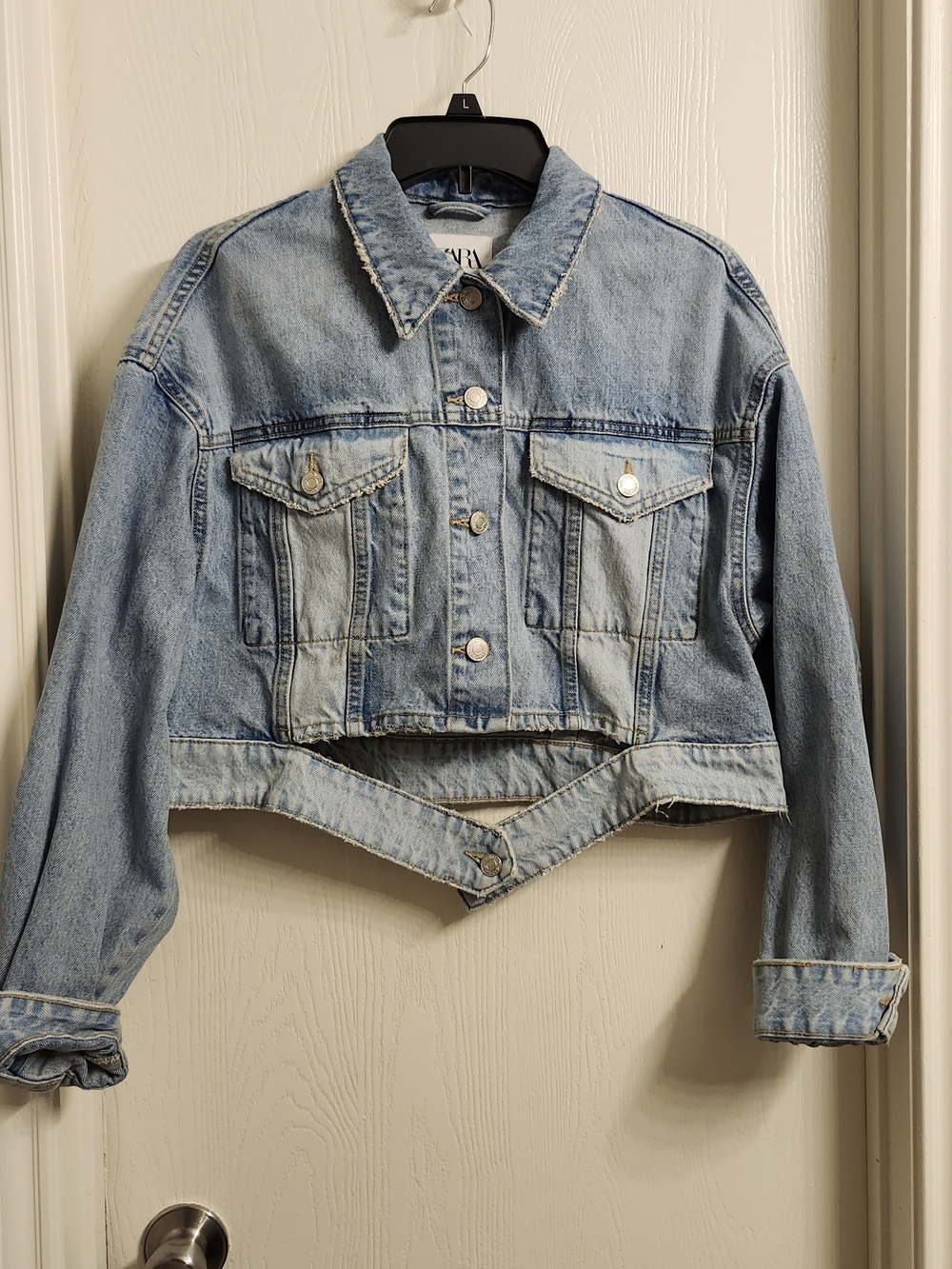 Zara Light Blue Cropped Denim Jacket
